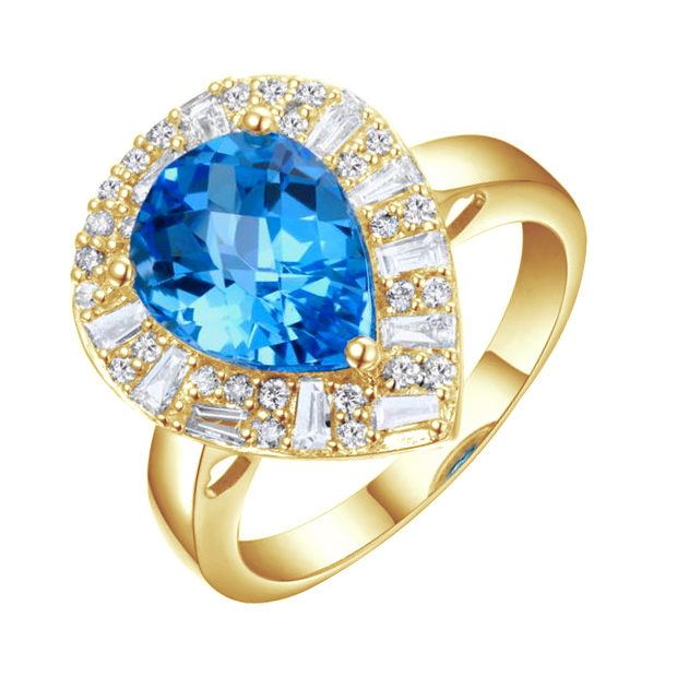 Zlatý prsteň s topásom a diamantmi 82379
