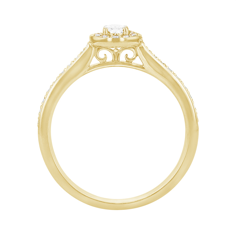 Halo prsteň s blyšťavými diamantmi zo žltého zlata 84309