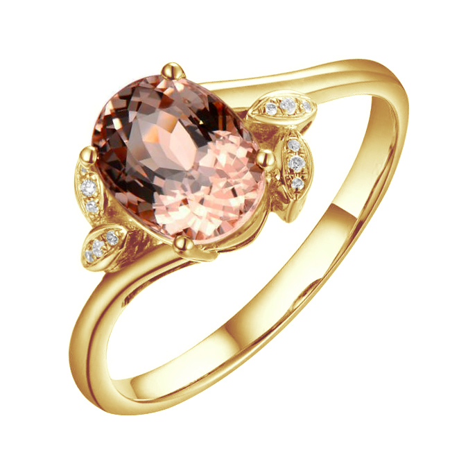 Zlatý prsteň s morganitom a diamantmi 87369