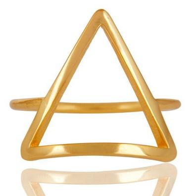 Strieborný pozlátený prsteň v tvare trojuholníka Tamzyke