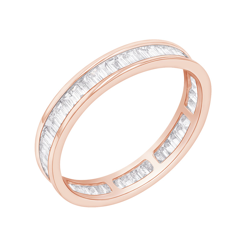 Eternity prsteň s baguette syntetickými diamantmi z ružového zlata 89669