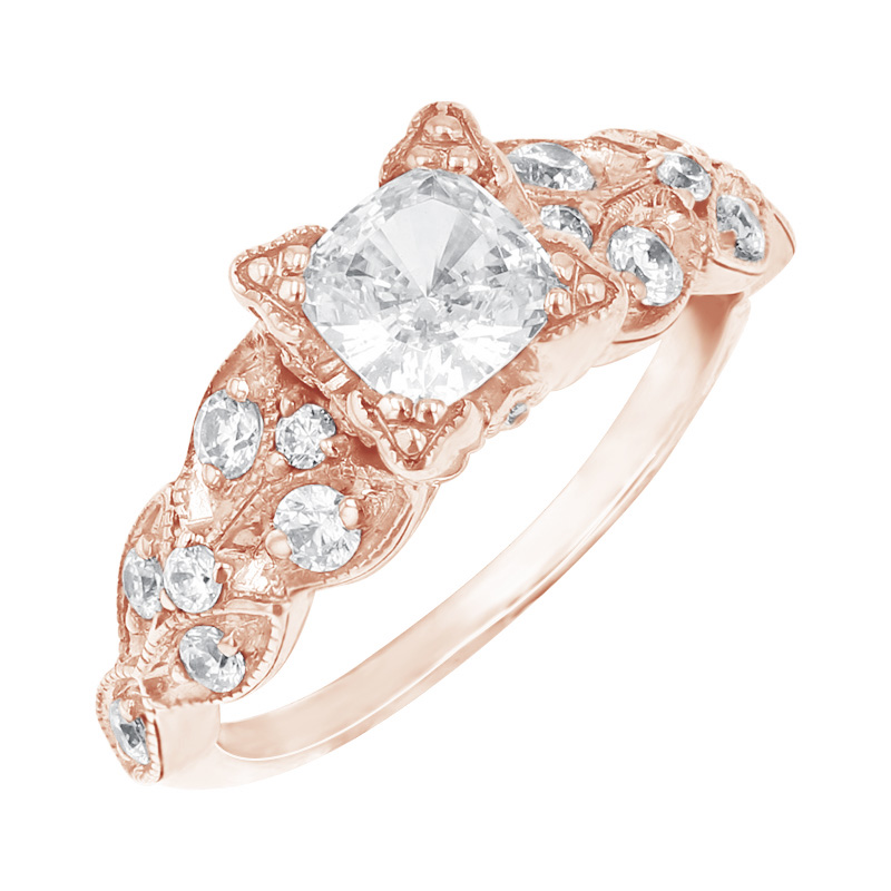 Zlatý zásnubný vintage prsteň posiaty diamantmi Galeen 98909