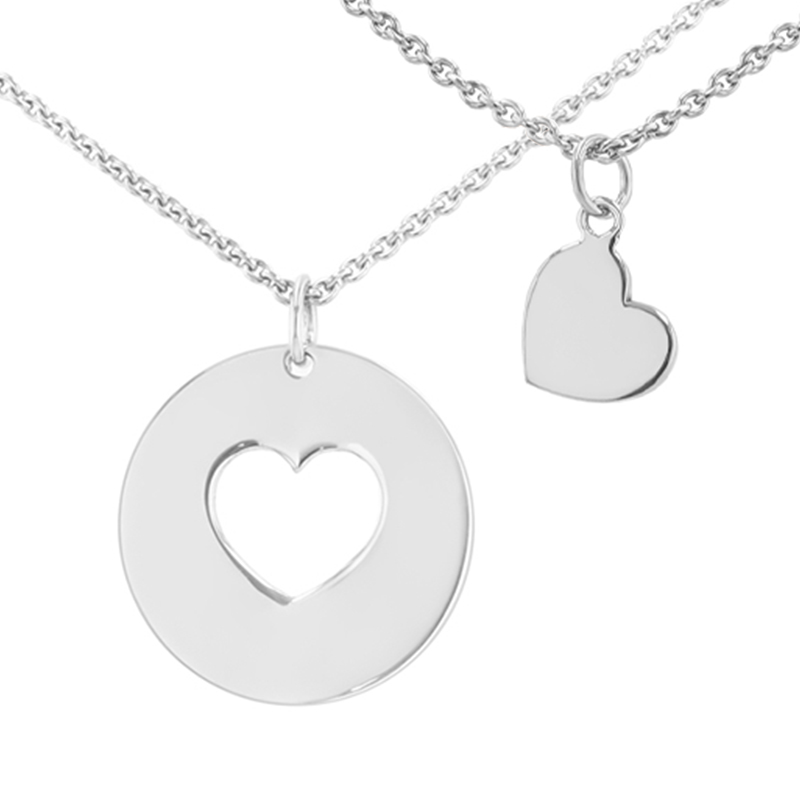 Set strieborných náhrdelníkov v tvare srdca pre dvoch Gabija 99559