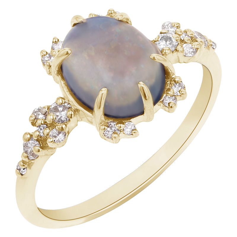 Zlatý zásnubný prsteň s opálom a diamantmi Lacie